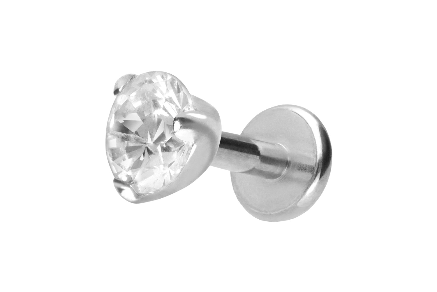 Titan Labret Piercing mit Innengewinde EINGEFASSTER KRISTALL